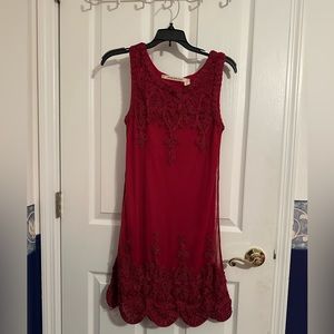 Vintage style dark red/burgundy knee length dress